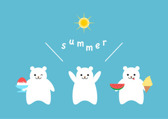 シロクマと夏のデザートのイラスト