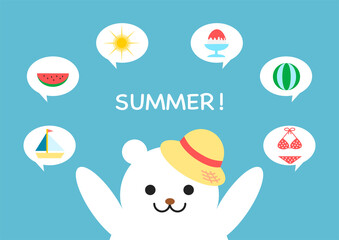 シロクマと夏のイメージアイコンのイラスト