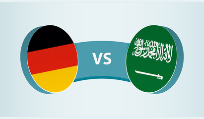 Germany versus Saudi Arabia, team sports competition concept.