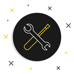 Line Screwdriver and wrench spanner tools icon isolated on white background. Service tool symbol. Colorful outline concept. Vector