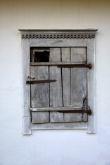 Detail of a window of a typical ukrainian antique house, in Pirogovo near Kyiv.