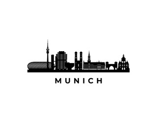 Vector Munich skyline. Travel Munich famous landmarks. Business and tourism concept for presentation, banner, web site. - obrazy, fototapety, plakaty