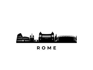 Vector Rome skyline. Travel Rome famous landmarks. Business and tourism concept for presentation, banner, web site.