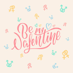 Be my valentine lettering