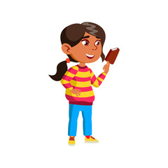 happy asian girl kid eating ice cream cartoon vector. happy asian girl kid eating ice cream character. isolated flat cartoon illustration