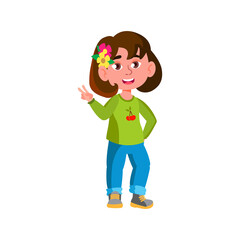 beautiful little girl gesturing peace with fingers cartoon vector. beautiful little girl gesturing peace with fingers character. isolated flat cartoon illustration