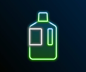 Glowing neon line Big bottle with clean water icon isolated on black background. Plastic container for the cooler. Colorful outline concept. Vector