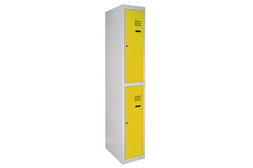 Yellow lockers for locker room. Change room metal box