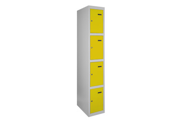 Yellow lockers for locker room. Change room metal box