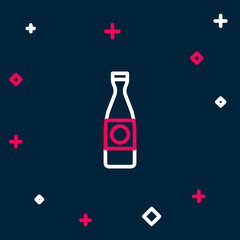 Line Beer bottle icon isolated on blue background. Colorful outline concept. Vector