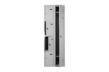 Metal lockers for locker room. Change room metal locker box on the white background isolated