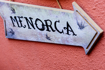 Directional signpost for the island of Menorca, Spain