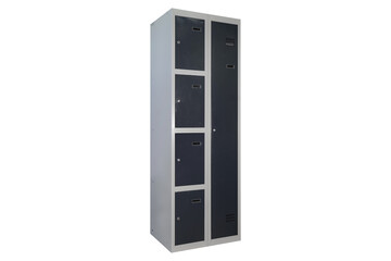 Metal lockers for locker room. Change room metal locker box on the white background isolated