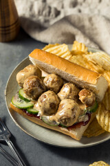 Homemade Swedish Meatball Sub Sandwich