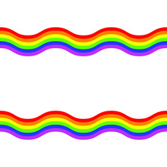 Seamless wallpaper background of wave gay pride rainbow flag stripes with white copy space