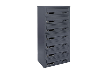 Mailboxes in the condo. metal mailbox with lockable center in condo. Mailbox on the white background isolated