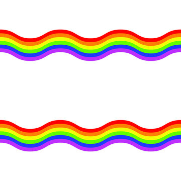 Seamless wallpaper background of wave gay pride rainbow flag stripes with white copy space