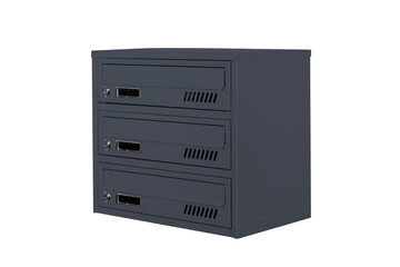 Mailboxes in the condo. metal mailbox with lockable center in condo. Mailbox on the white background isolated