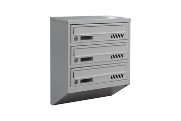 Mailboxes in the condo. metal mailbox with lockable center in condo. Mailbox on the white background isolated