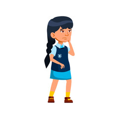 sad intelligence girl saw test marks on school wall cartoon vector. sad intelligence girl saw test marks on school wall character. isolated flat cartoon illustration