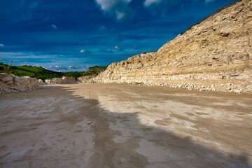 Landscape of stone quarry on a summer day.