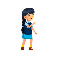 scary girl pupil saw high horizontal bar in school gym cartoon vector. scary girl pupil saw high horizontal bar in school gym character. isolated flat cartoon illustration