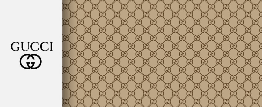Official Pattern Gucci in brown color. Vector illustration.