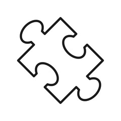 Monochrome puzzle icon vector illustration. Linear symbol of logic, brainstorming and business idea