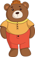 Vector illustration of a cute bear,teddy-bear character in beautiful and cute clothes.