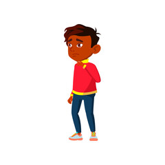 sad boy missed tram standing at stop cartoon vector. sad boy missed tram standing at stop character. isolated flat cartoon illustration