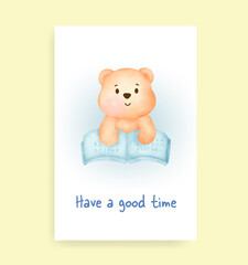 Baby shower card with cute teddy bear