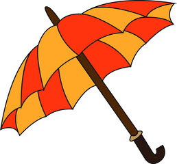 Autumn orange-yellow umbrella. Vector flat illustration