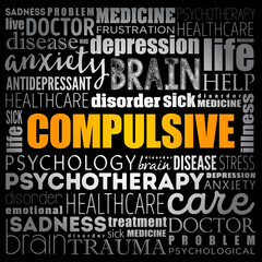 Compulsive word cloud collage, health concept background