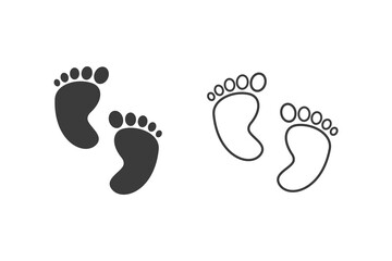 Baby foot set icon flat style vector