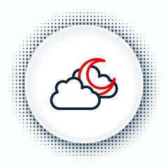 Line Cloud with moon icon isolated on white background. Cloudy night sign. Sleep dreams symbol. Night or bed time sign. Colorful outline concept. Vector
