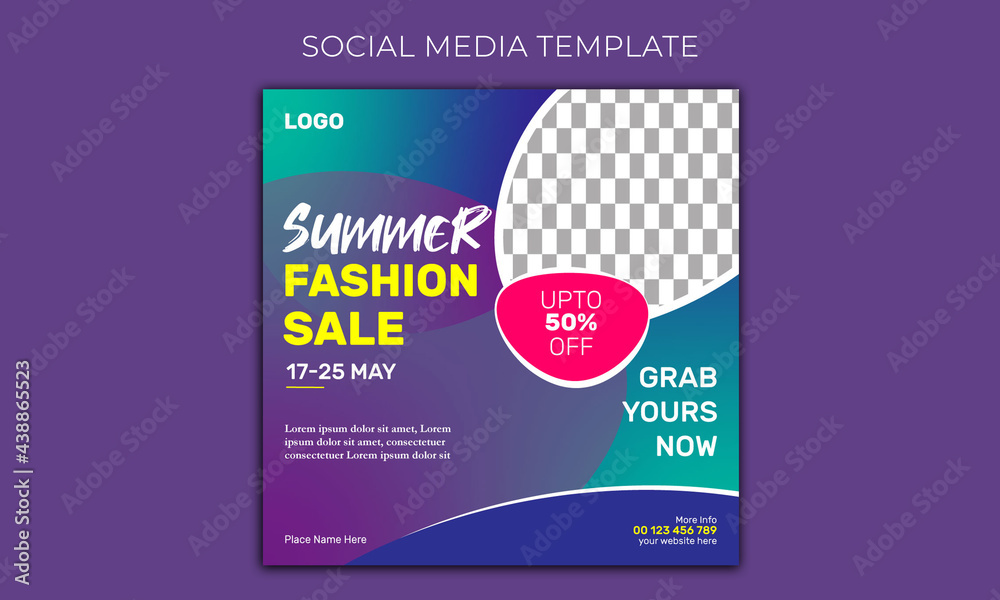 Wall mural Summer fashion sale discount social media post banner template istygraphic