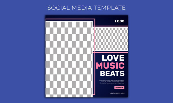 Music love headphone promotion sales social media post banner template istygraphic
