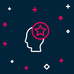 Line USA Head icon isolated on blue background. United States of America. Independence day. Colorful outline concept. Vector