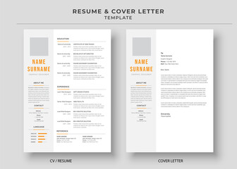 Resume and Cover Letter, Minimalist resume cv template, Cv professional jobs resumes