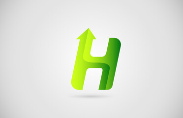 green arrow H alphabet letter logo icon for business and company. Creative design for corporate © dragomirescu