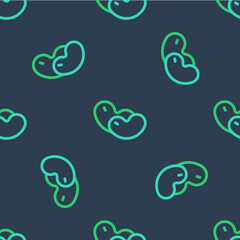 Line Beans icon isolated seamless pattern on blue background. Vector