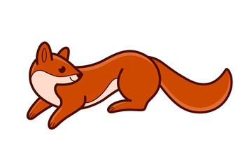 Cute marten - cartoon animal character. Vector illustration in flat style isolated on white background.