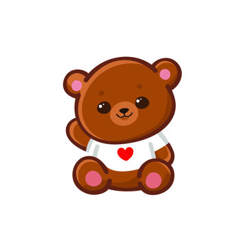 Stuffed animal. Plush bear. Cartoon vector illustration.