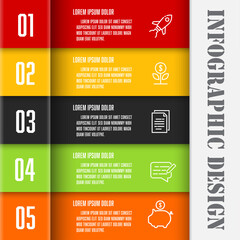 Vector business infographic template. Presentation 5 step. Design element.