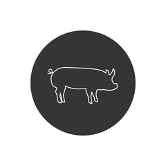 Vector pig silhouette. Pig silhouette line icon isolated on white background