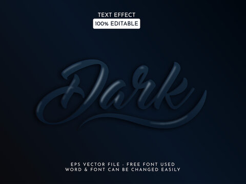 Dark text effect. Editable text effect vector.