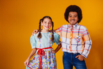 Children in typical clothes from the famous Brazilian party called 