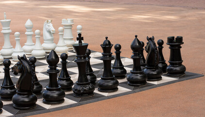white and black big street chess om white and black board  - Powered by Adobe