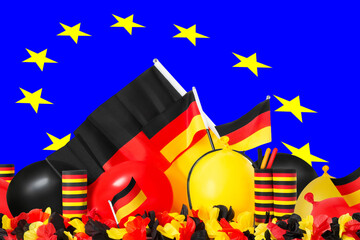 Deutsches Sortiment Fanartikel und Europaflagge