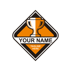 trophy vector mascot logo design with modern illustration concept style for badge, emblem and tshirt printing. trophy badge illustration for sport team.